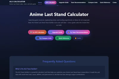 Anime Last Stand Calculator - Your Ultimate Game Companion cover